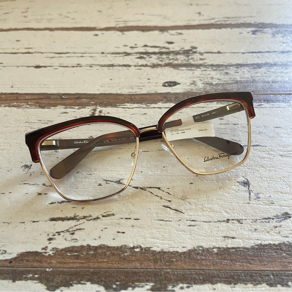 Salvatore Ferragamo Brown and Gold Glasses
